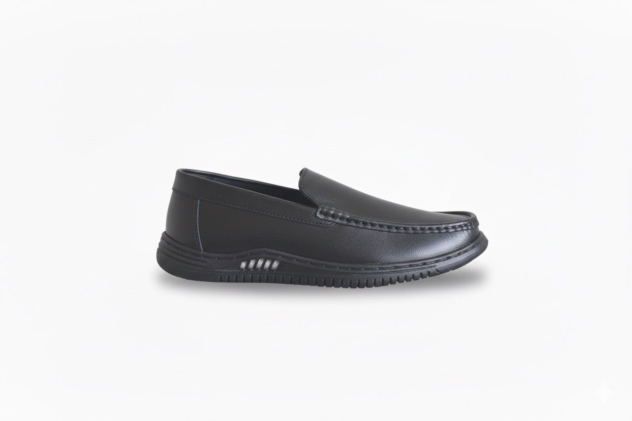 MAVON Premium Black Leather Loafer (Carb Sole)