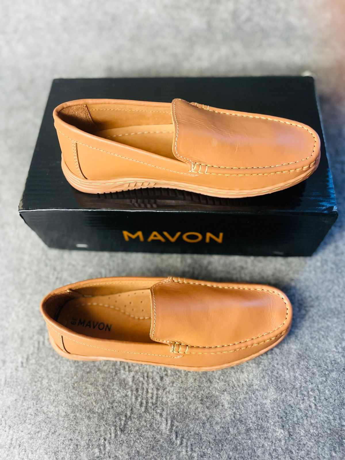 MAVON Premium Deep Tan Leather Loafer (Carb Sole)